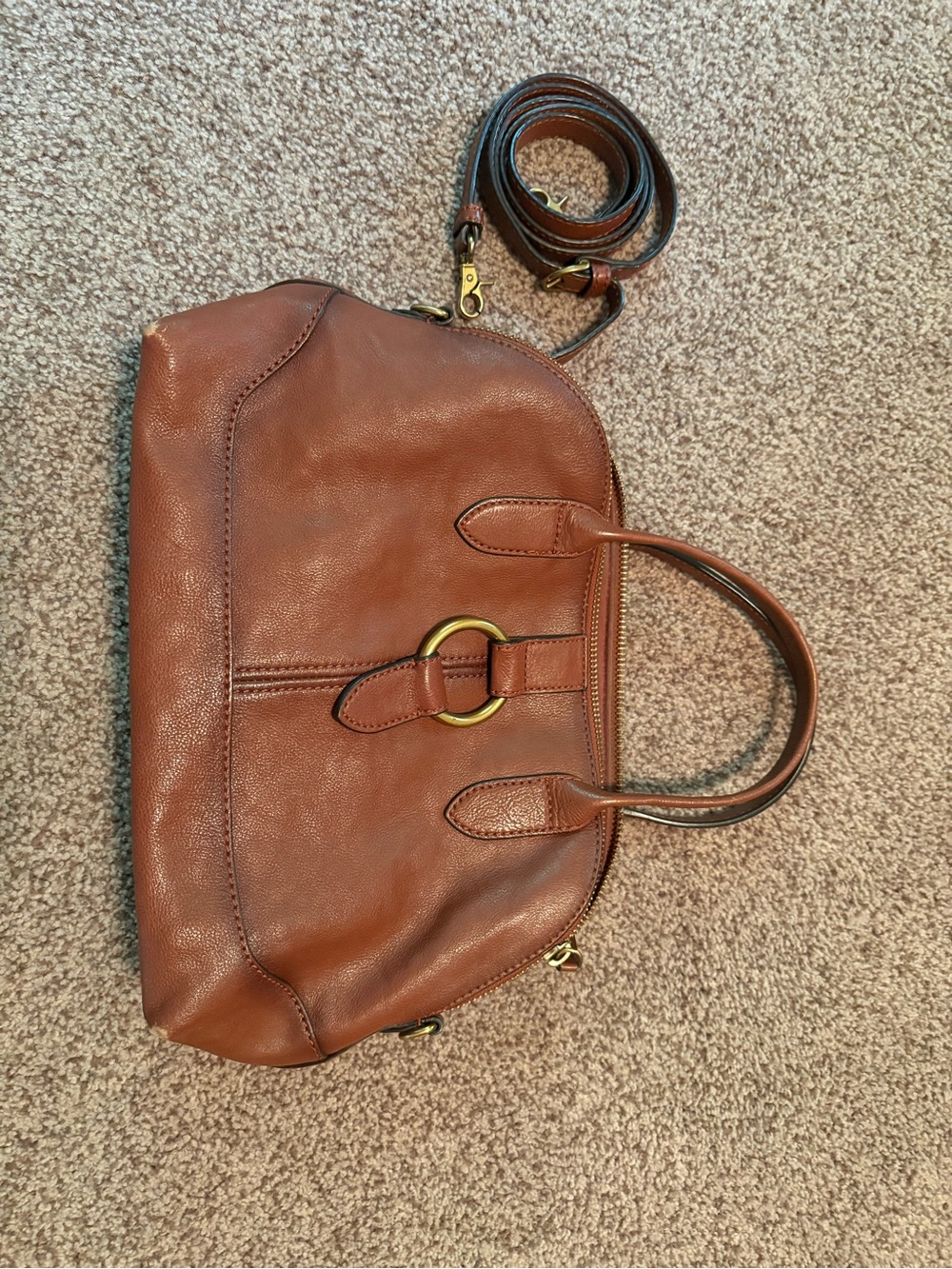 Frye Domed Melissa Satchel Bag with Gold Ring Accent - Picture 8 of 8